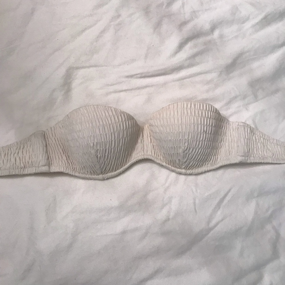 victoria’s secret smocked white bandeau top